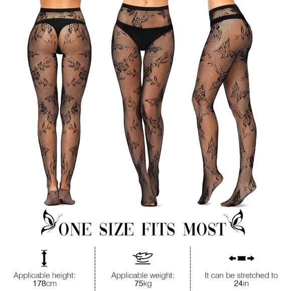 3 Pairs High Waist Fishnet Patterned Tights Fishnet Opaque Pantyhose for Women - Picture 2 of 7